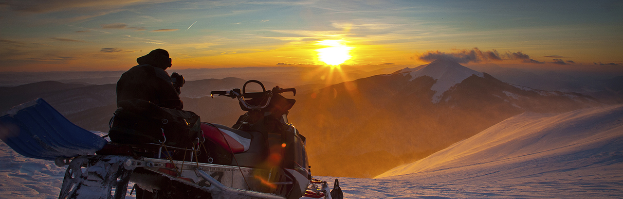 The snowmobile on a beautiful winter landscape - Mendips