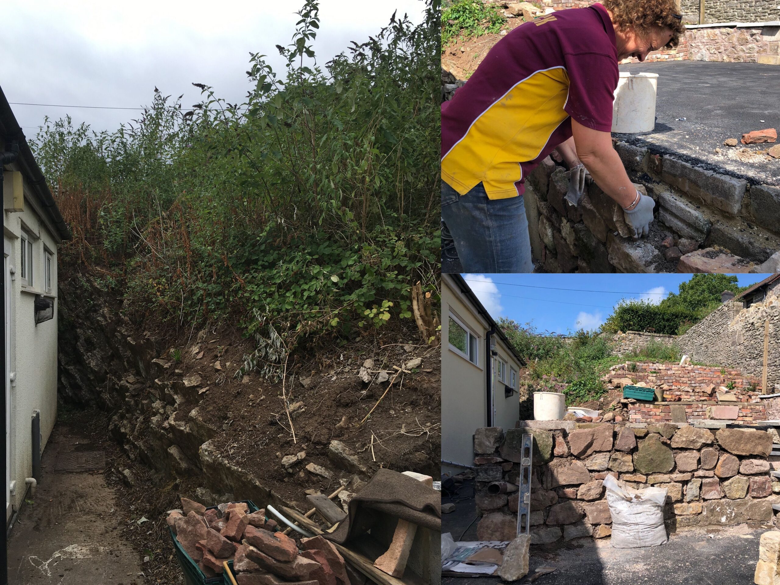 Collage of images showing the project before and after clearing the site