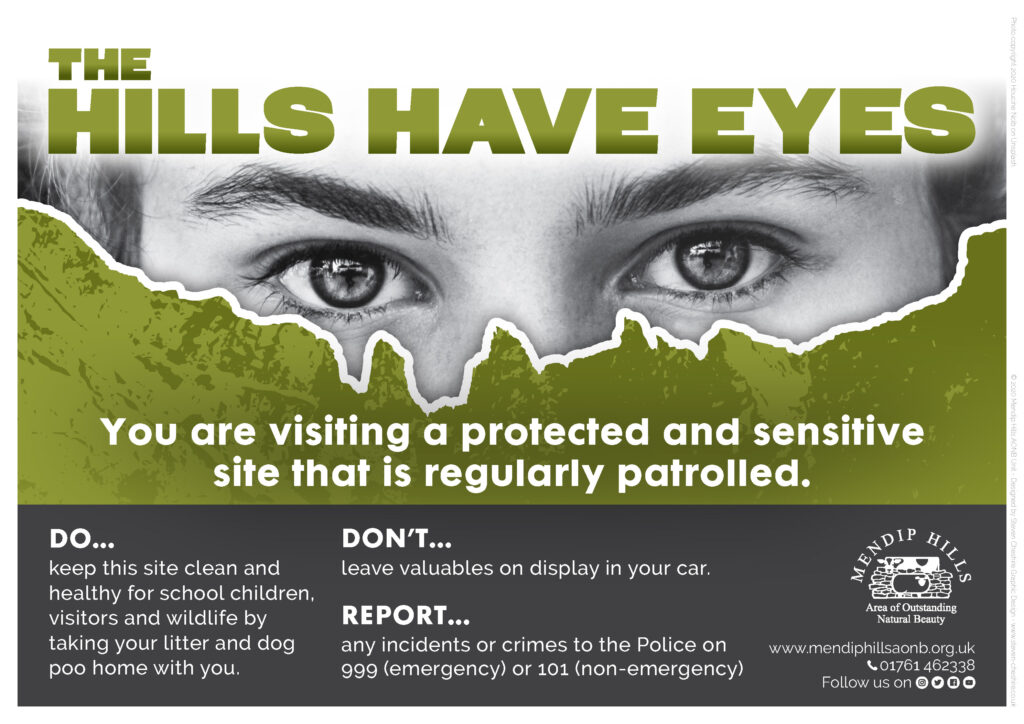 Hill Have Eyes poster, campaign, anti-litter, Mendip Hills